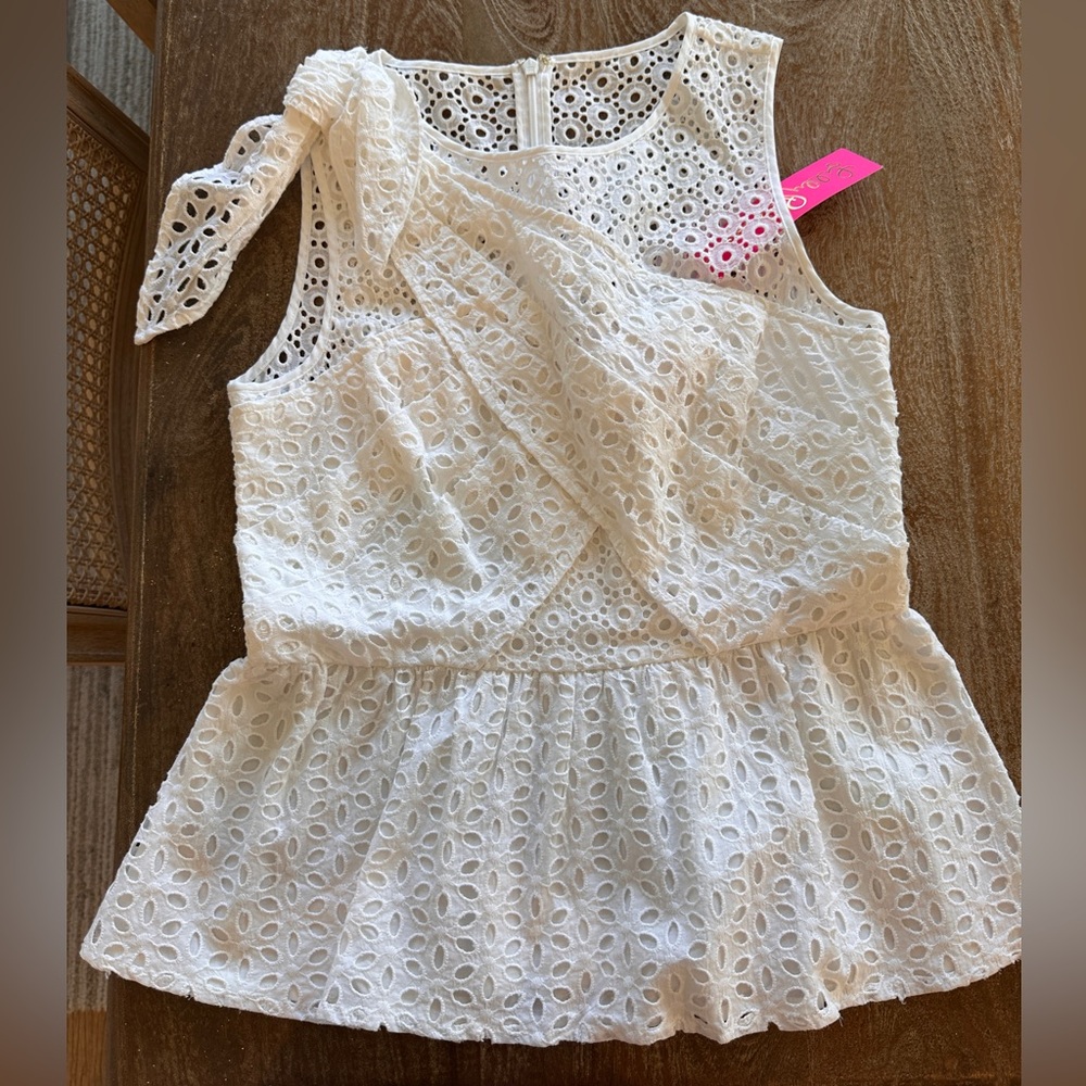 Lilly Pulitzer Diara Eyelet Peplum Top NWT size 2